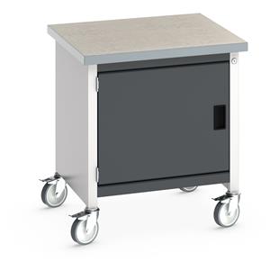 Bott Cubio Mobile Storage Workbench 750mm wide x 750mm Deep x 840mm high supplied with a Linoleum worktop (particle board core with grey linoleum surface and plastic edgebanding) and 1 x integral storage cupboard (650mm wide x 650mm deep x 500mm high).... 750mm Wide Storage Benches